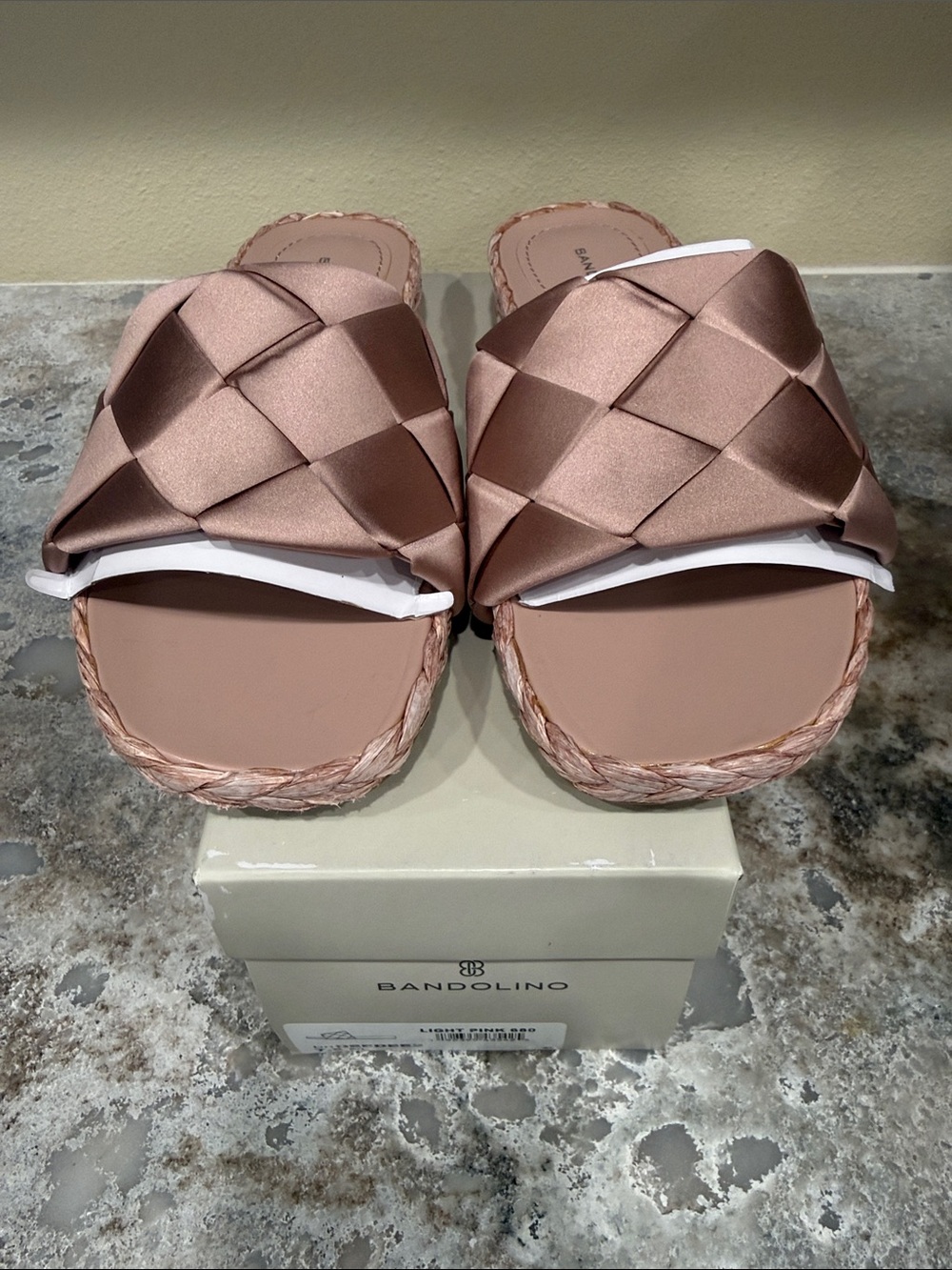 Bandolino Rose Gold Braided Satin Slide Sandals